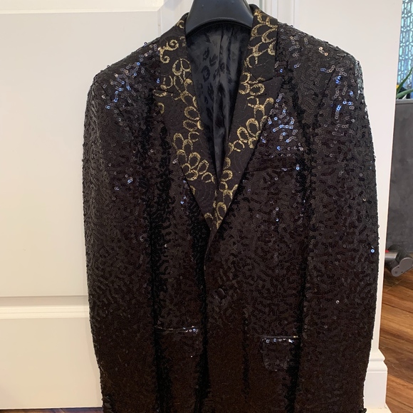 ASOS Suit Jacket/Blazer (Black Sequins/Gold)